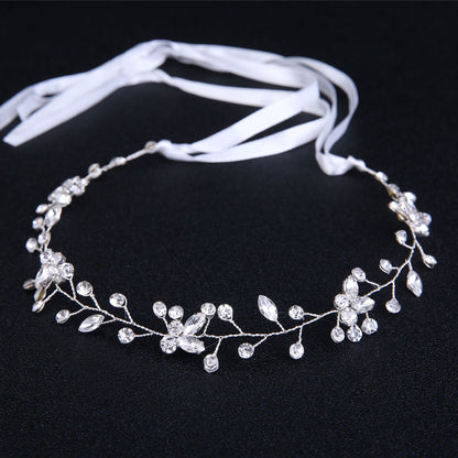Silver Rhinestone Handmade Bridal Headband Wedding Hairpiece