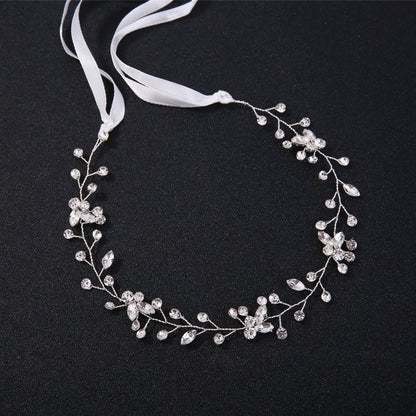 Silver Rhinestone Handmade Bridal Headband Wedding Hairpiece