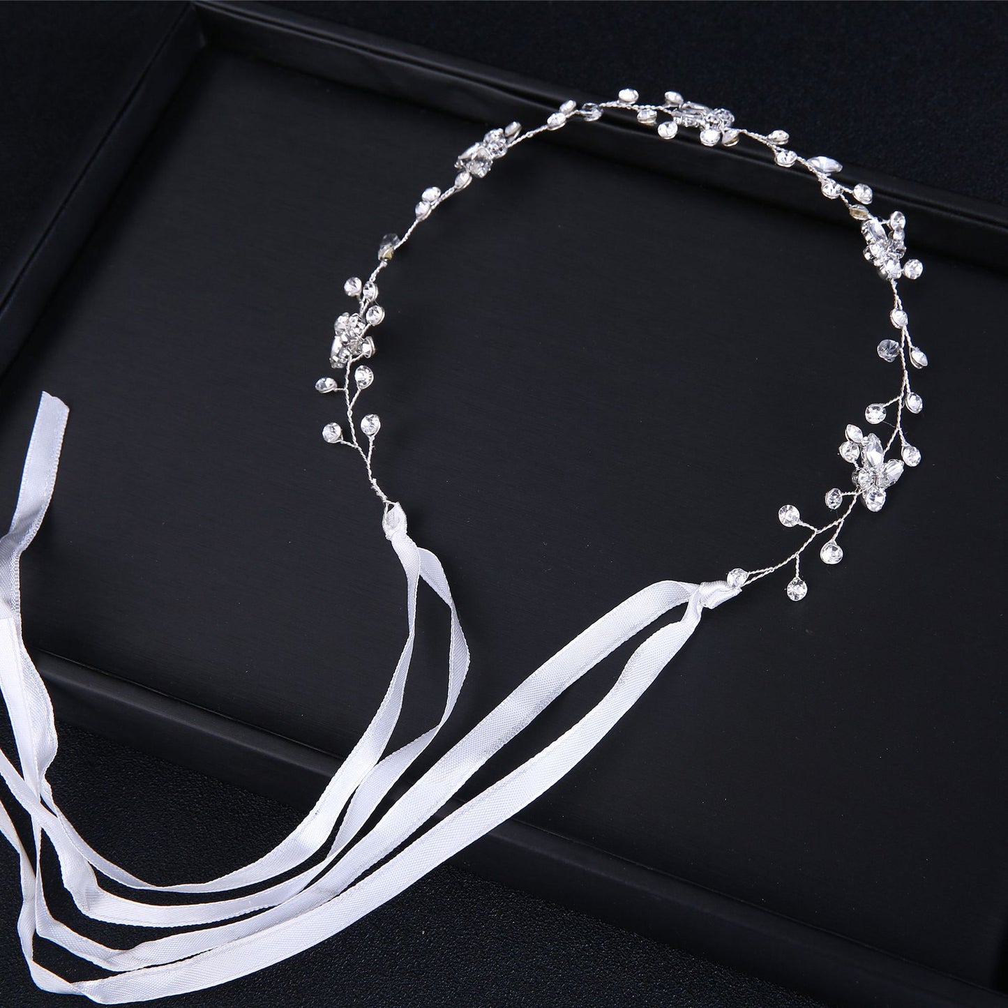 Silver Rhinestone Handmade Bridal Headband Wedding Hairpiece