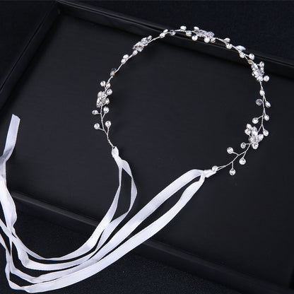 Silver Rhinestone Handmade Bridal Headband Wedding Hairpiece