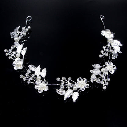 Rhinestone Alloy Leaf Pearl Hair Accessories Bridal
