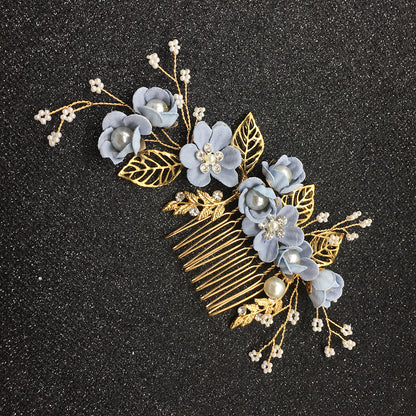 Bridal Blue Flower Hairpin Forest Inspired Wedding Hairpiece