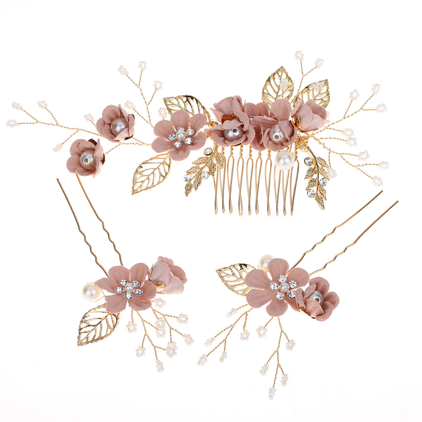 Pastel Colored Floral Hair Combs Set Bridal