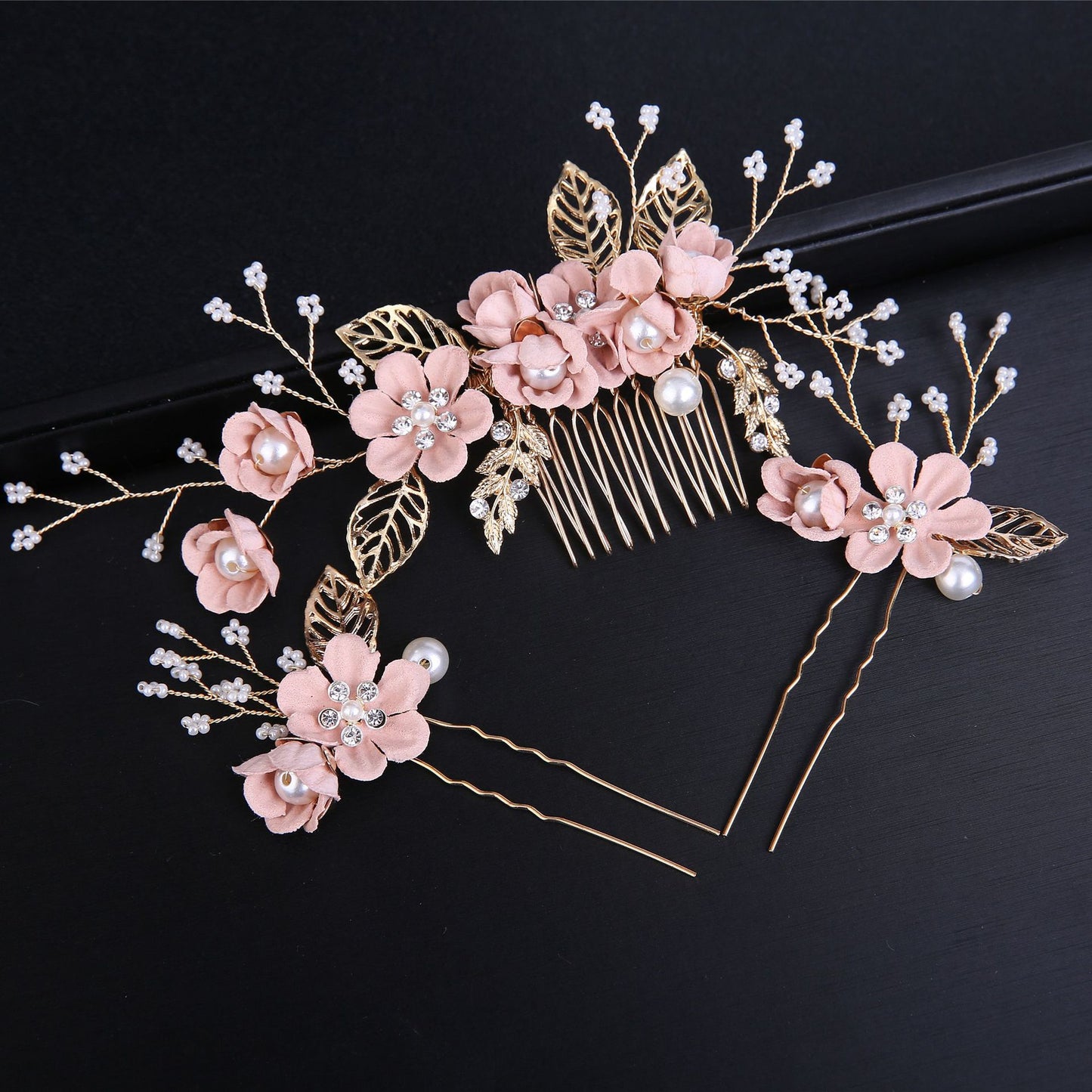 Pastel Colored Floral Hair Combs Set Bridal