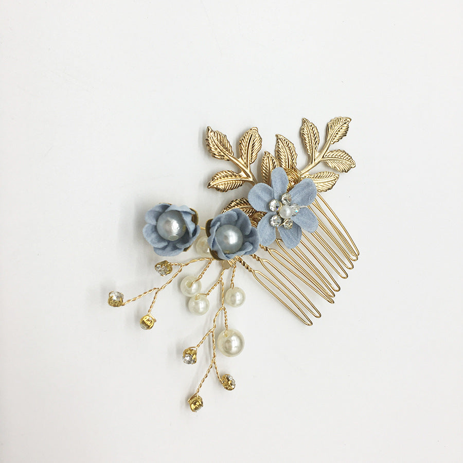 Bridal Blue Flower Hairpin Forest Inspired Wedding Hairpiece