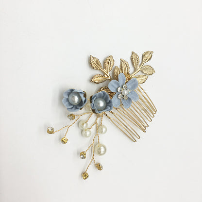 Bridal Blue Flower Hairpin Forest Inspired Wedding Hairpiece