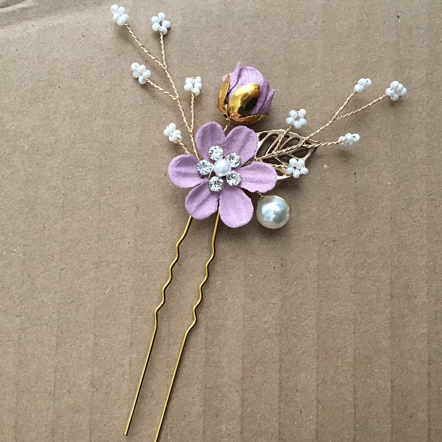 Bridal Blue Flower Hairpin Forest Inspired Wedding Hairpiece