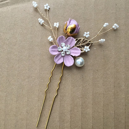 Bridal Blue Flower Hairpin Forest Inspired Wedding Hairpiece