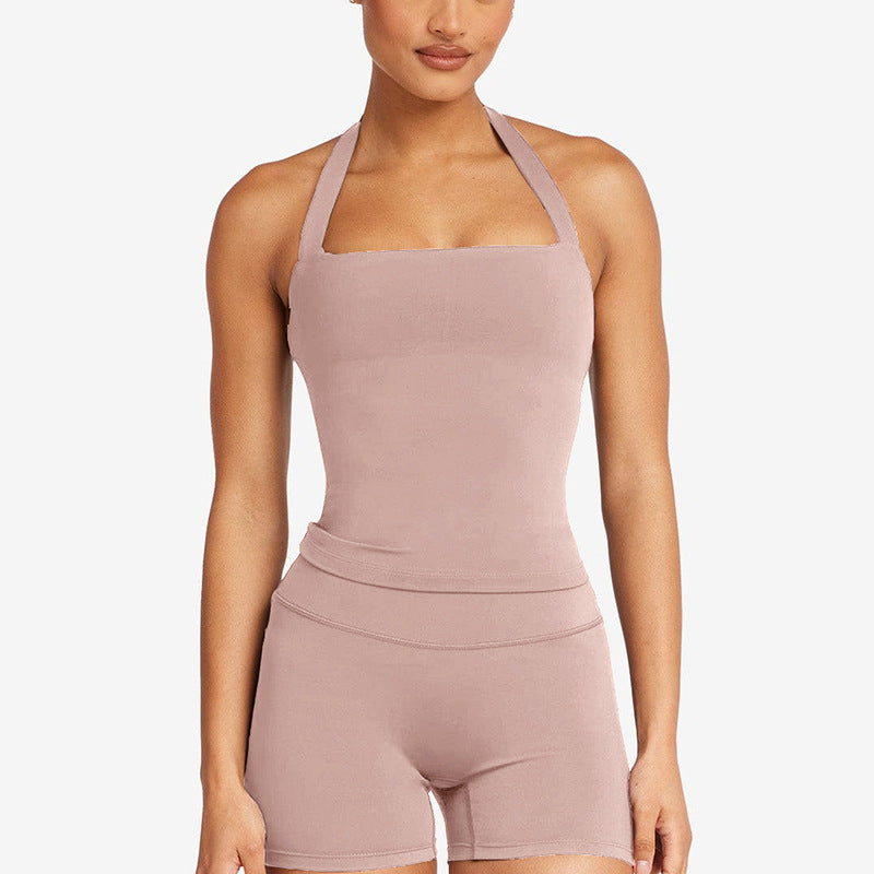 Crossback Sports Tank Top with Removable Pads for Gym and Yoga