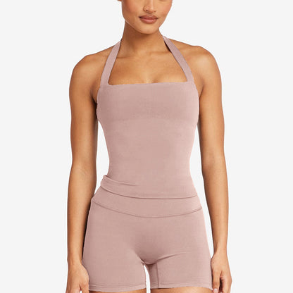 Crossback Sports Tank Top with Removable Pads for Gym and Yoga