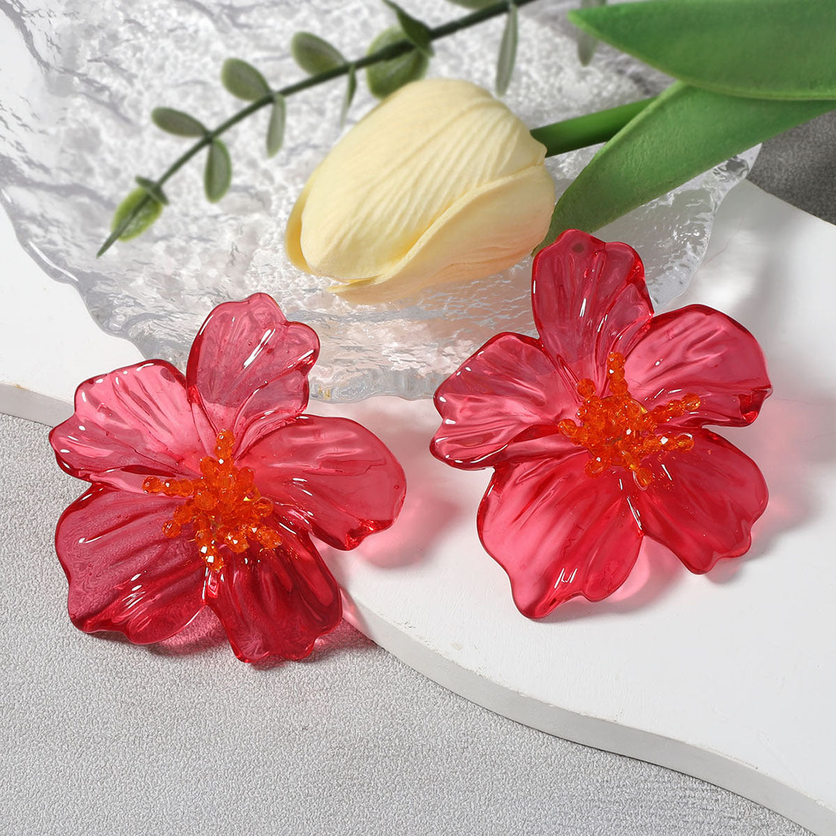 Acrylic Floral Stud Earrings Hypoallergenic Fashion