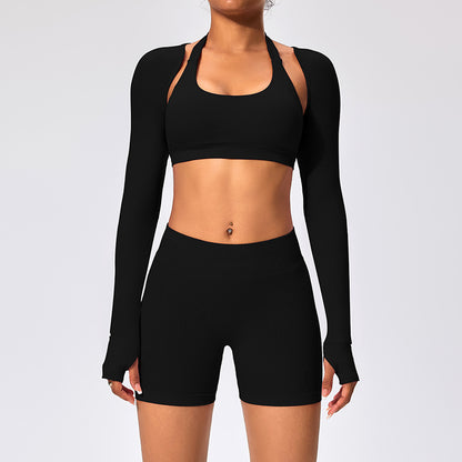 Women's Outdoor Yoga Set with Open Back Sports Bra and Pants