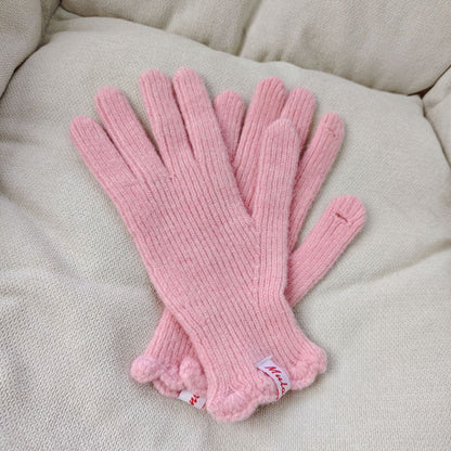 Wool Fingerless Touchscreen Gloves Warm Mittens for Women