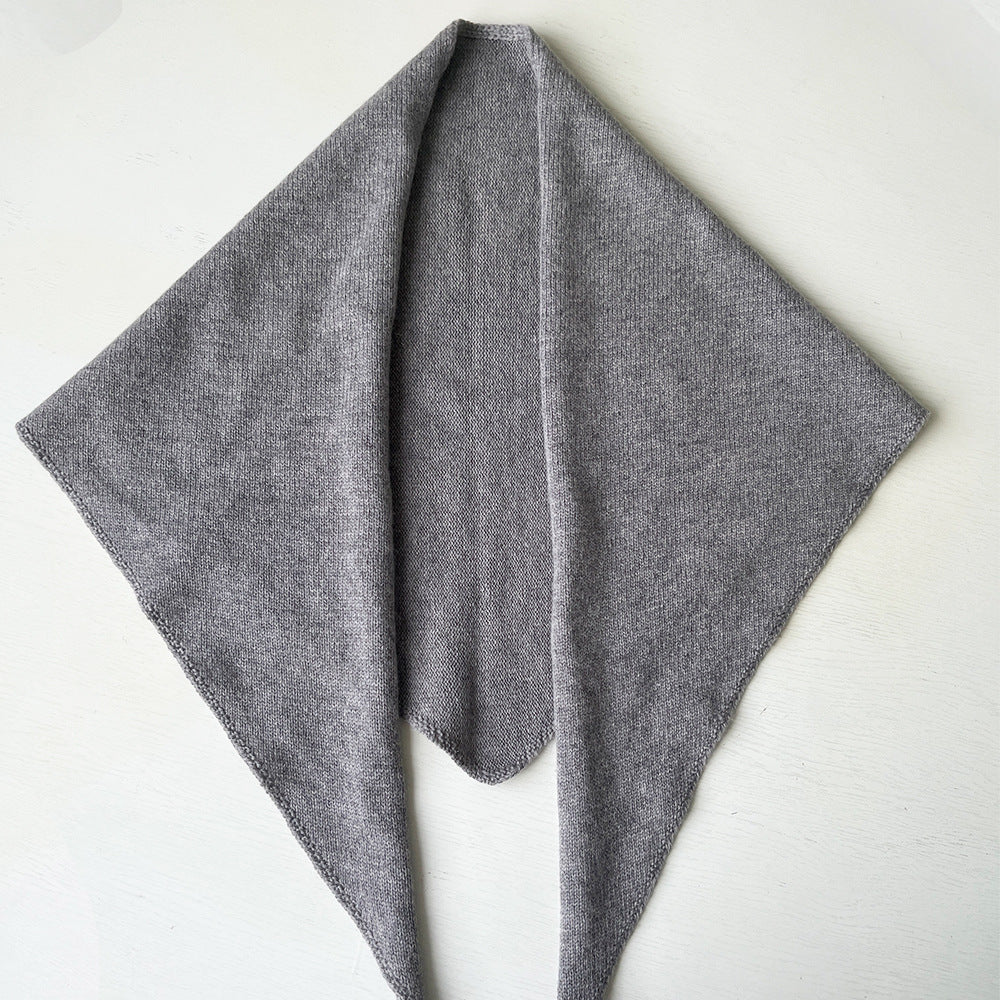 5% Cashmere Wool Knit Triangle Scarf Elegant Warm Shawl