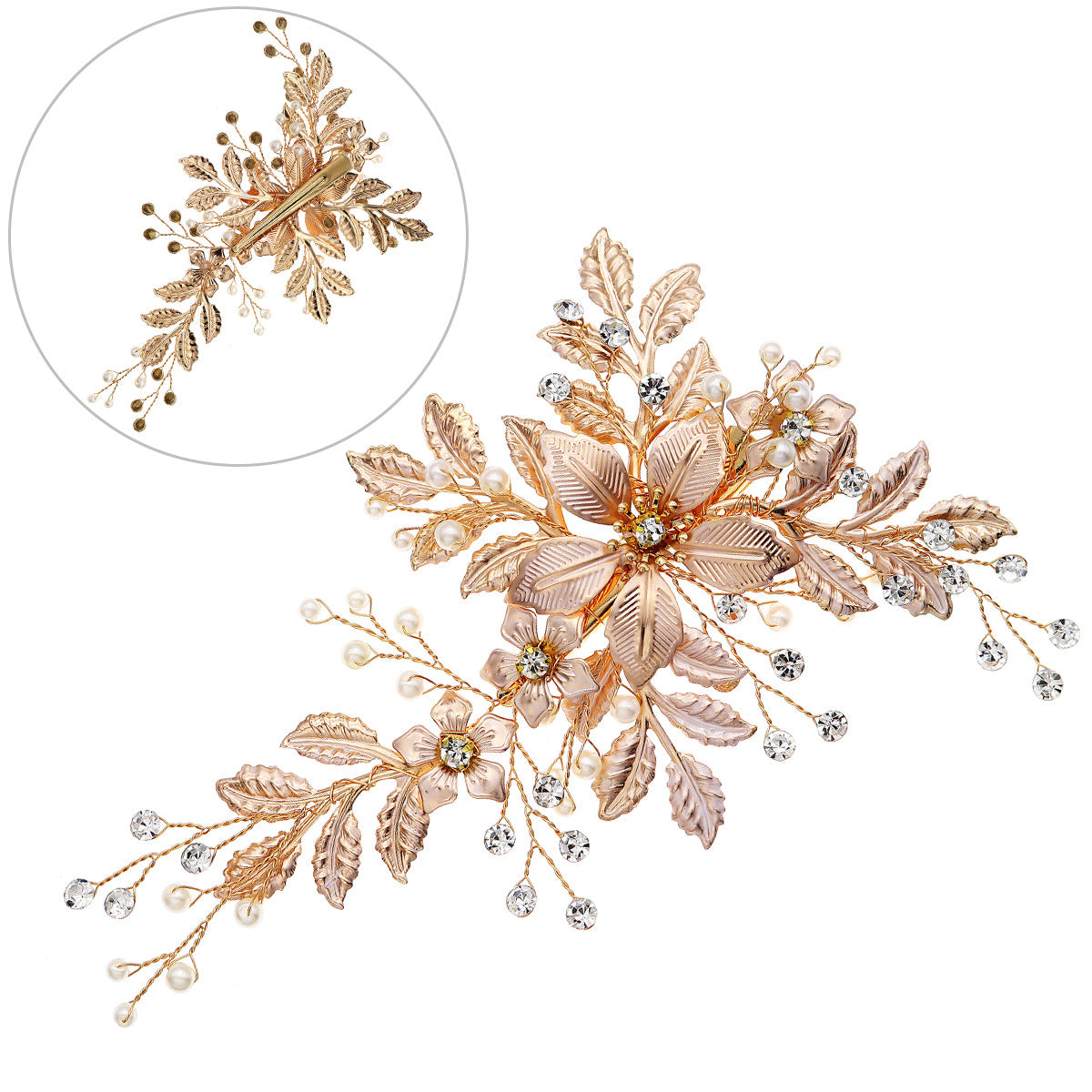 Handmade Floral Pearl Hair Clips for Weddings and Parties