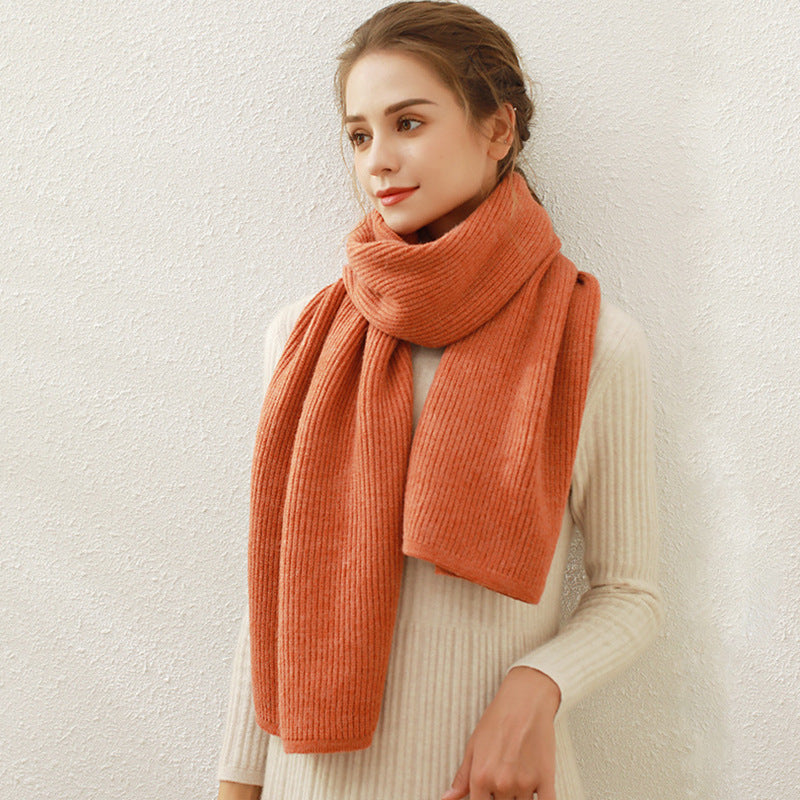 Solid Color Knitted Scarf Set for Women - Winter Warmth