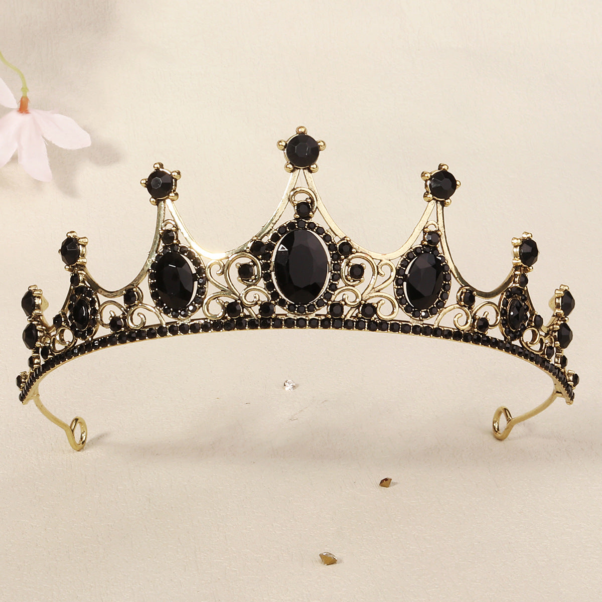 Dark Fantasy Alloy Crown with Rhinestones for Halloween Parties