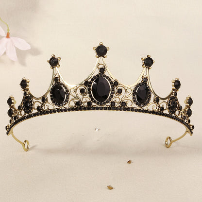Dark Fantasy Alloy Crown with Rhinestones for Halloween Parties
