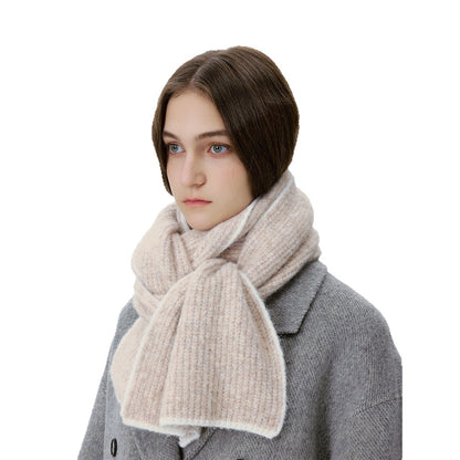 Solid Color Wool Blend Knitted Scarf for Men and Women