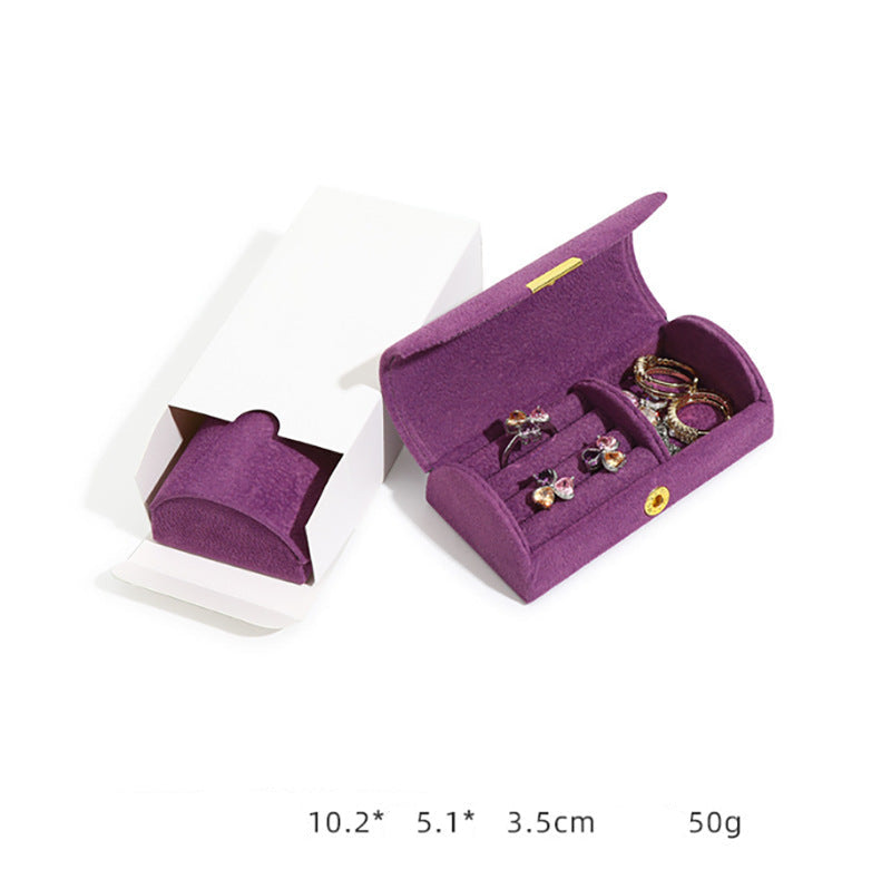 Mini Pearl Texture Velvet Jewelry Box Travel Case