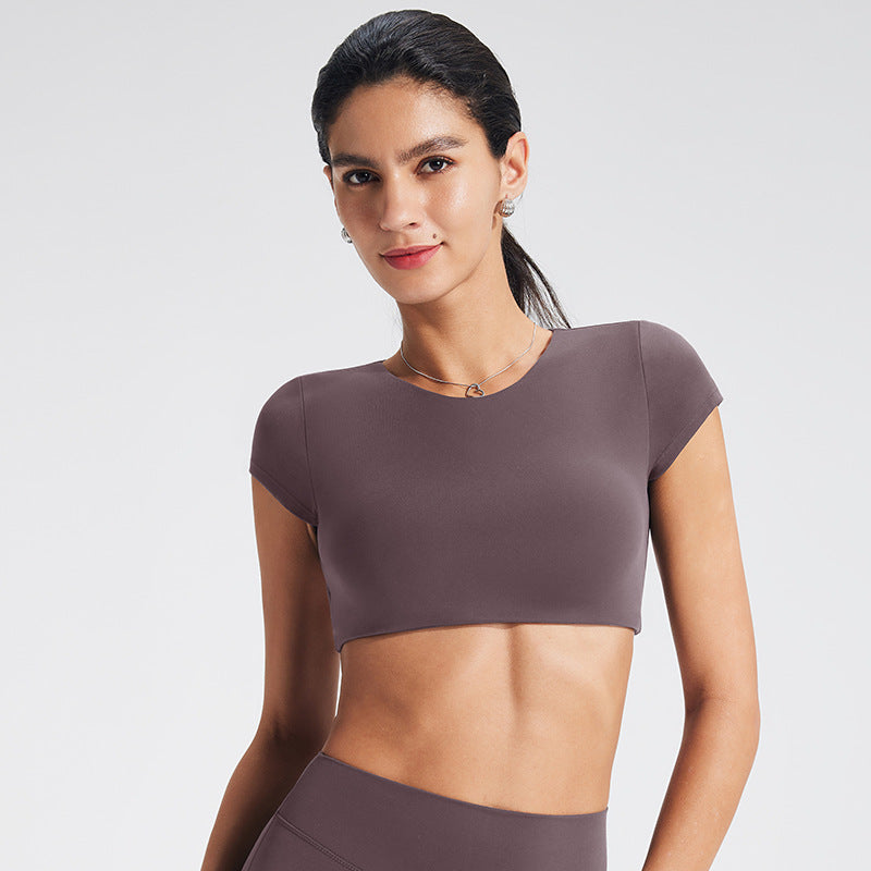 Women's Hollow Long Sleeve Yoga Top with Built-In Bra - Moisture-Wicking Fitness Tee