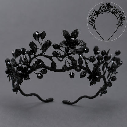 Dark Fantasy Alloy Crown with Rhinestones for Halloween Parties
