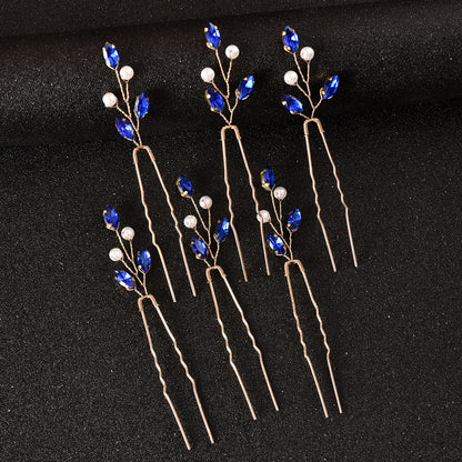 Emerald U Shaped Hair Pins Set of 6 Elegant Bridal Hairpiece