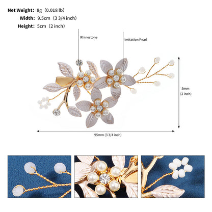 Handmade Floral Pearl Hair Clips for Weddings and Parties