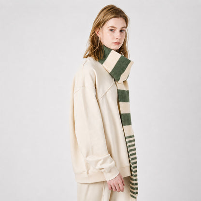 Color-Block Striped Knit Scarf Fashionable Casual Soft Warm Neck Warmer