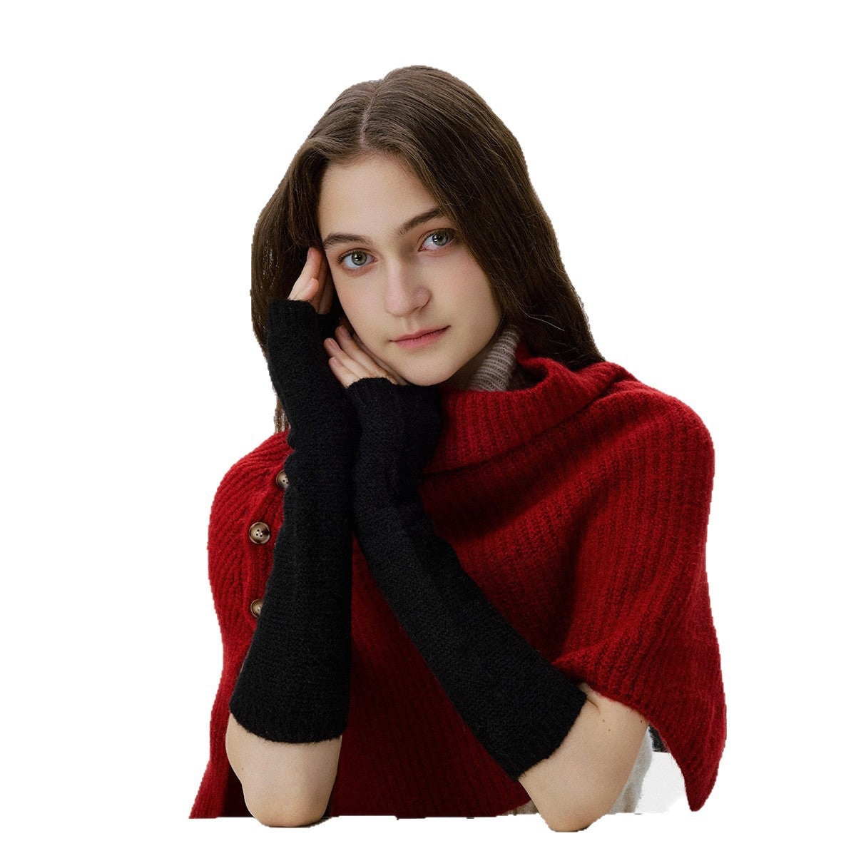 Trendy Solid Color Fingerless Knit Gloves for Fall/Winter