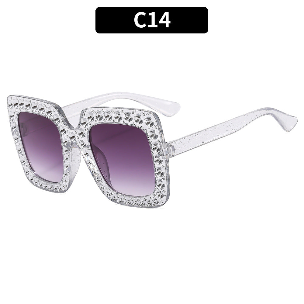 Colorful Square Rhinestone Sunglasses Trendy Bling Shade