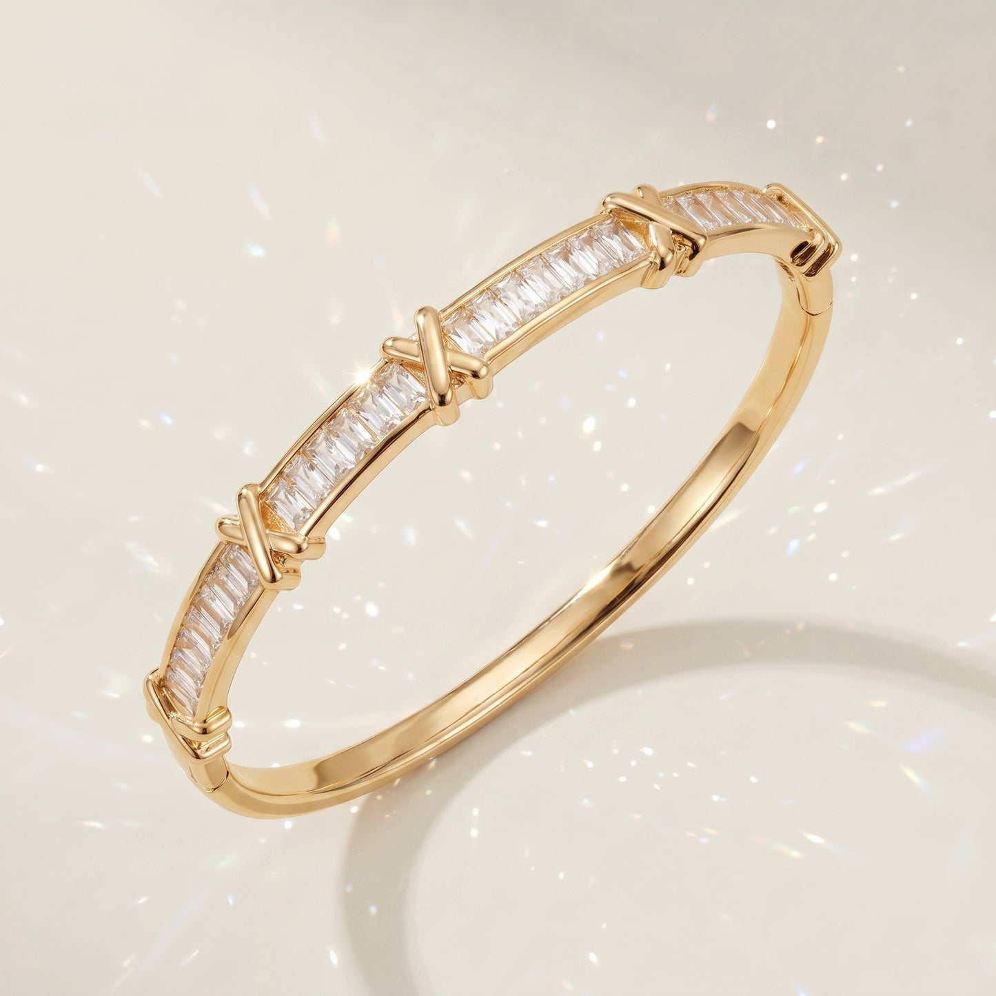 High-End Zirconia Stone Bangle with Nail Design for Weddings and Parties