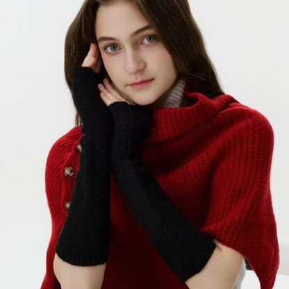 Trendy Solid Color Fingerless Knit Gloves for Fall/Winter