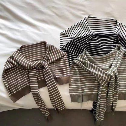 Chic Striped Knit Shawl for Women - Elegant Lightweight Overlay