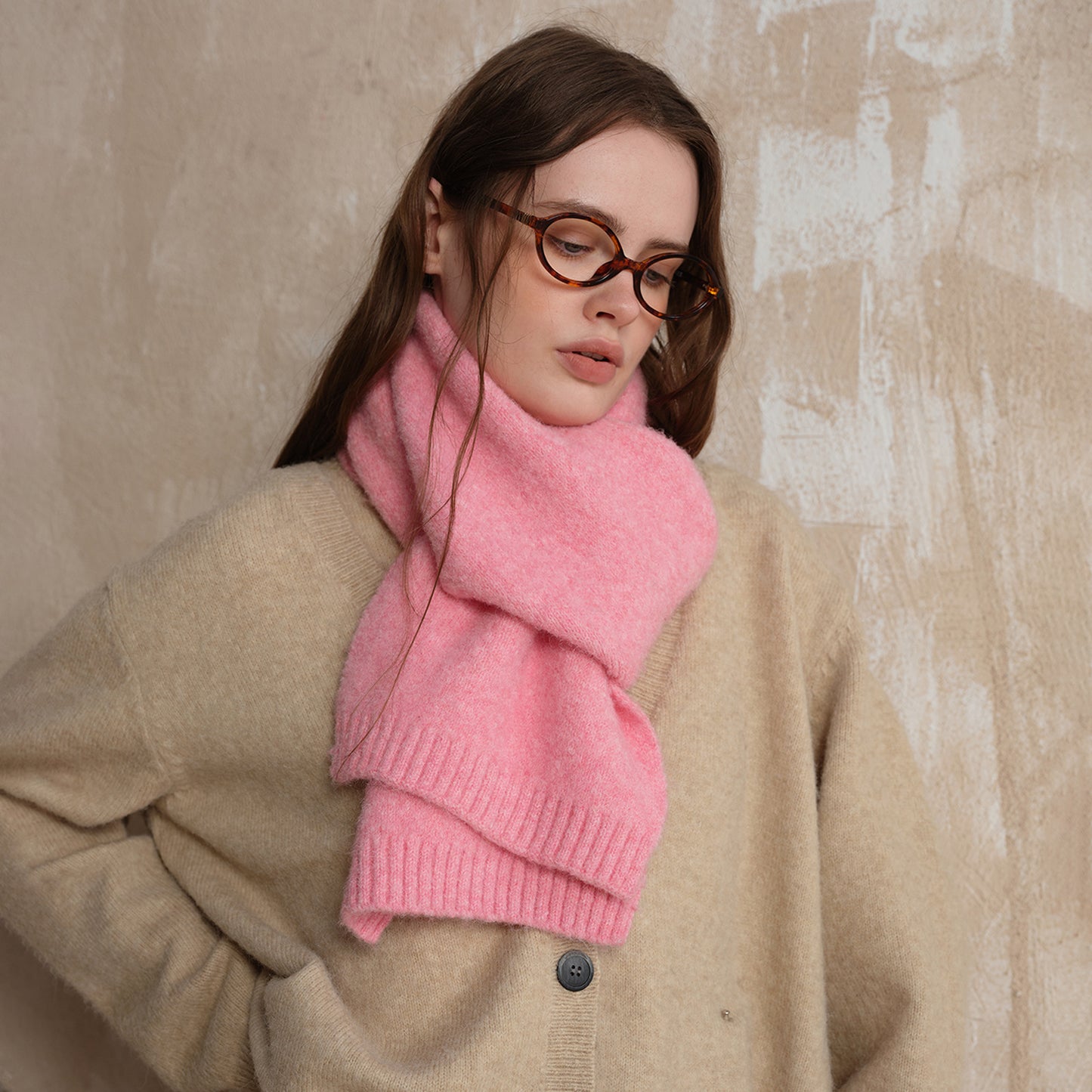Cozy Wool Blend Knitted Scarf for Men and Women