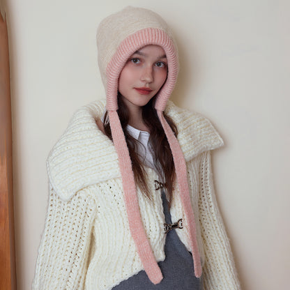 Color-Blocked Knitted Beanie Hat for Women - Warm and Stylish