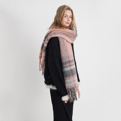 Classic Plaid Scarf Cozy Warm Fringed Neck Wrap