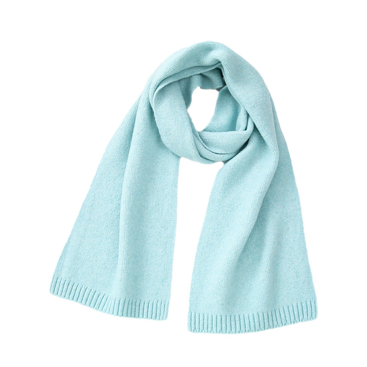 High-Quality Solid Color Wool Blend Knitted Scarf for Women