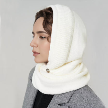 Solid Color Knit Hooded Scarf - Warm and Cozy Unisex Design