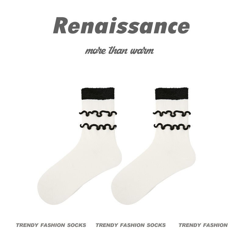Renaissance Embossed Mid Calf Cotton Socks