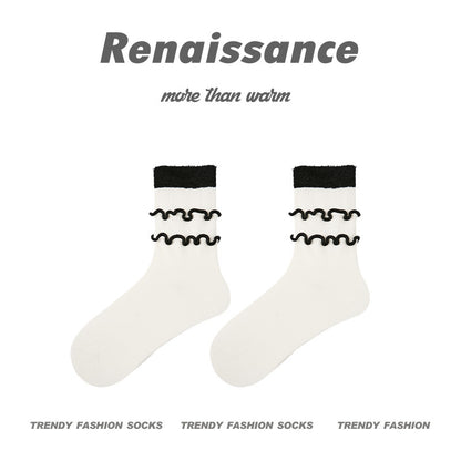 Renaissance Embossed Mid Calf Cotton Socks