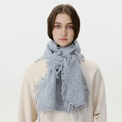 Solid Color Knitted Fringe Scarf for Men and Women