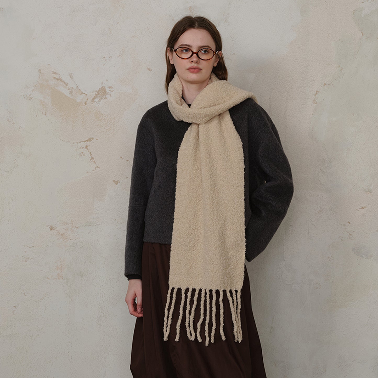 Wool Tassel Scarf Soft Breathable Versatile Wrap for Women