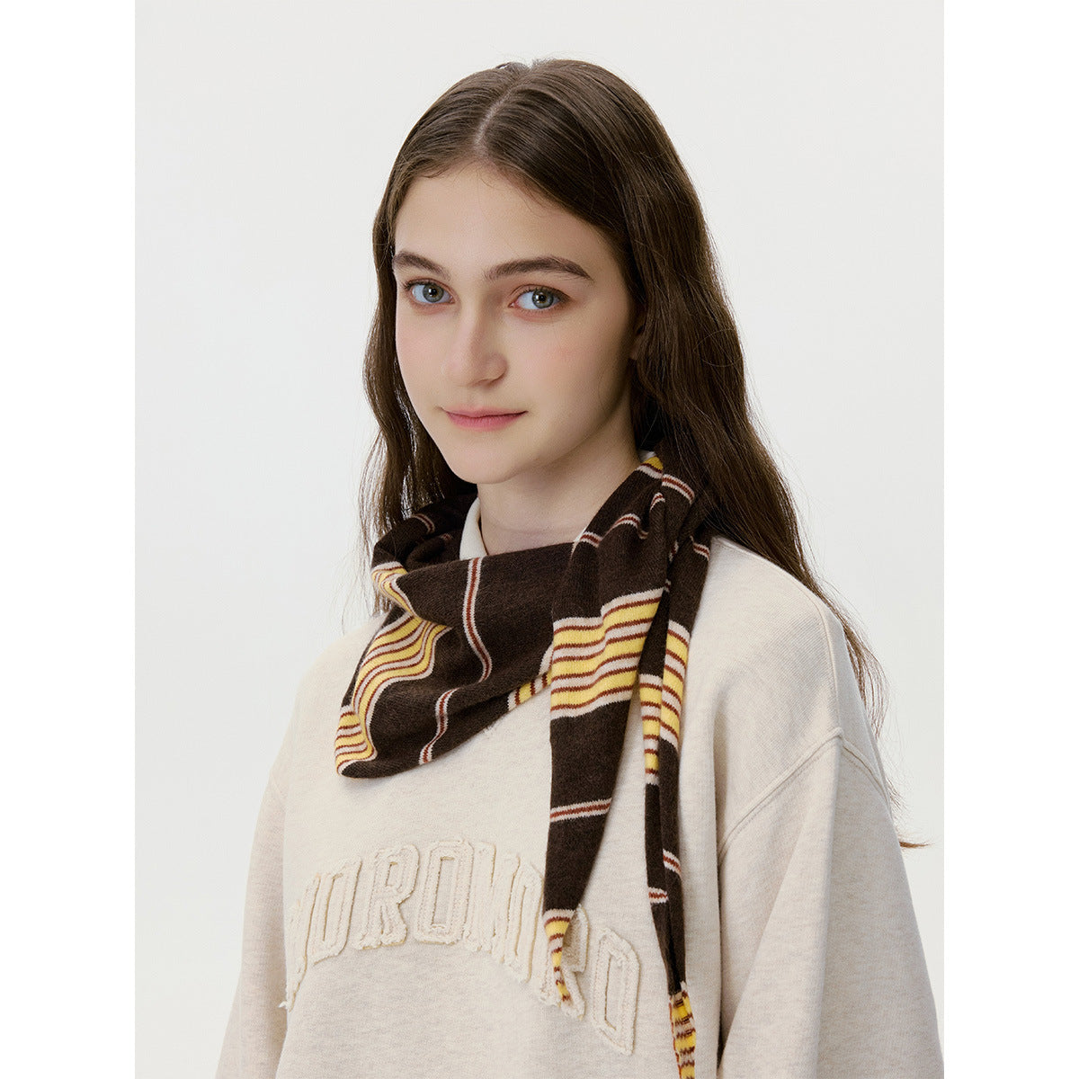 Striped Knitted Triangle Scarf Women’s Trendy Neck Wrap