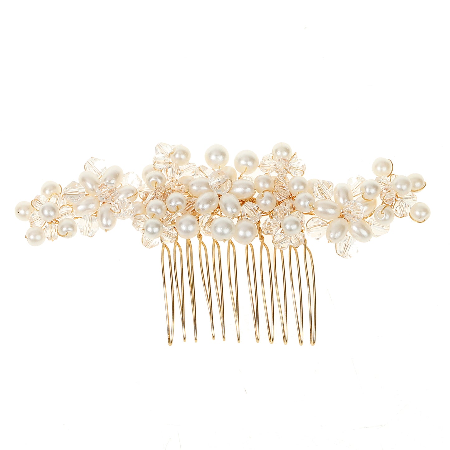Handcrafted Pearl Crystal Wedding Hair Comb Bridal Hairpiece