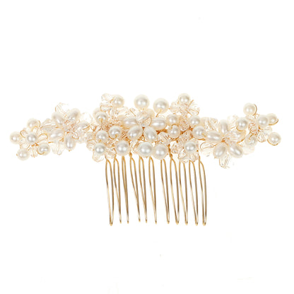 Handcrafted Pearl Crystal Wedding Hair Comb Bridal Hairpiece