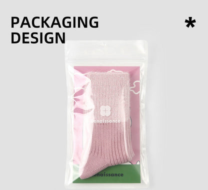 Cozy Mid Calf Colorblock Cotton Faux Mink Socks