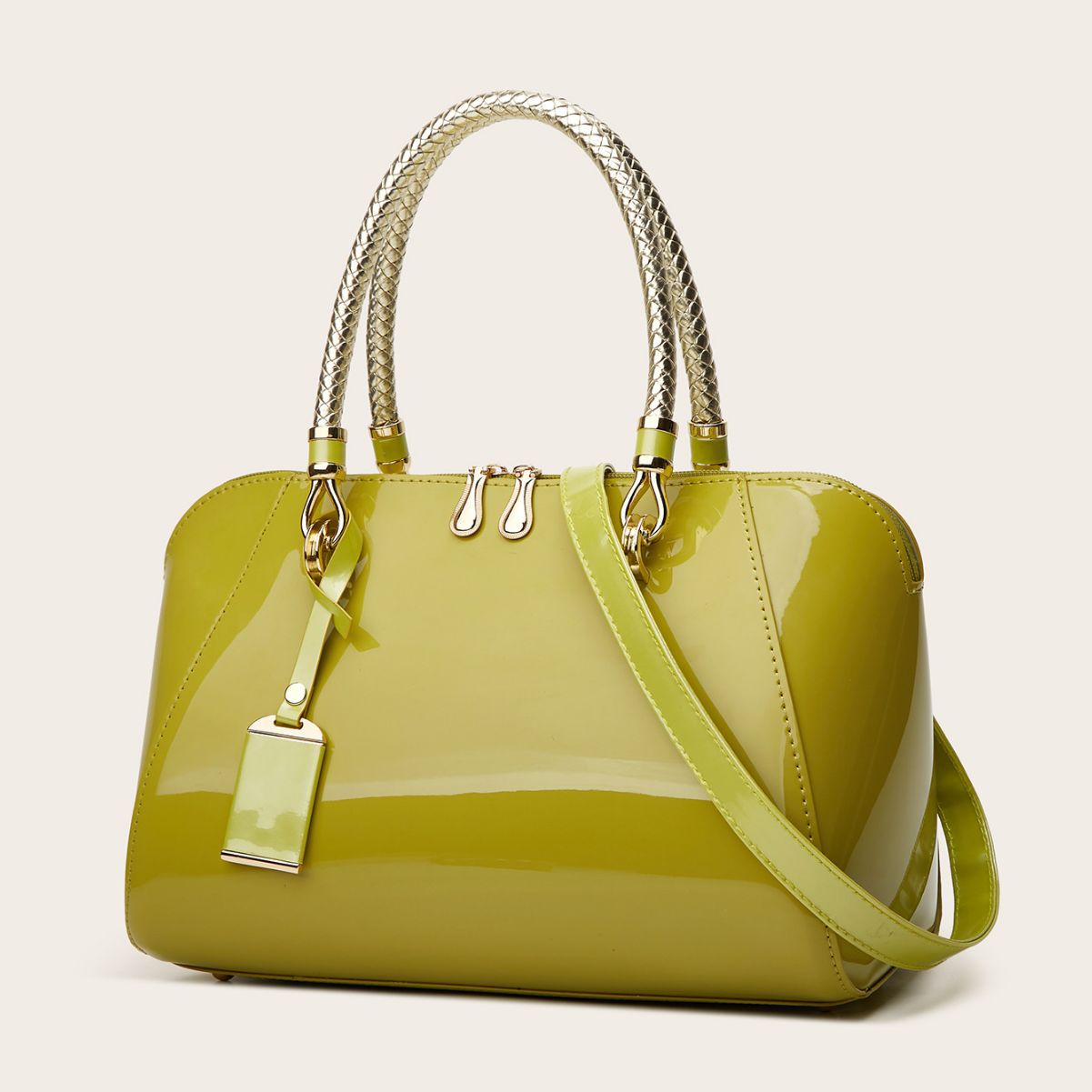 Versatile Patent Leather Boston Tote Bag for Women