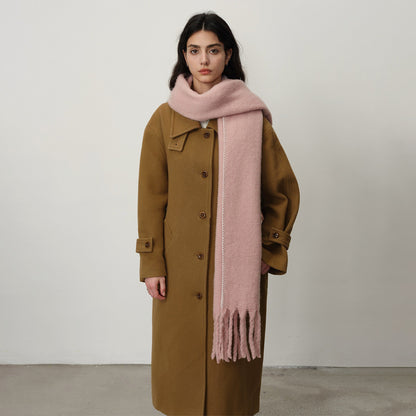 Solid Color Fringed Scarf Stylish Warm Winter Wrap