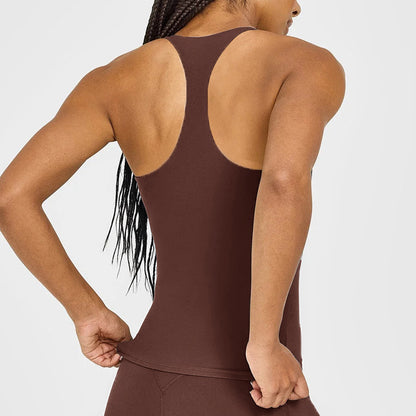 Moisture-Wicking Yoga Tank Top with Built-In Bra